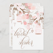 ピンクの花と出産のブライダルシャワー招待状 招待状 (正面/裏面)