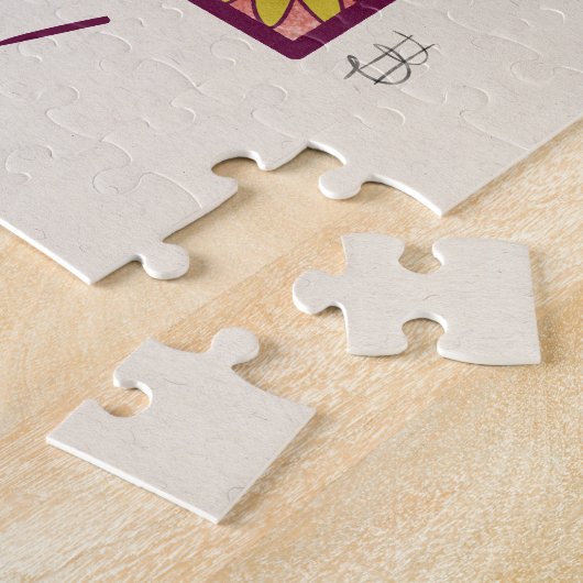 ピンクの花と夢と魔法アールヌーボースタイル ジグソーパズル (側面)