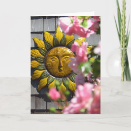ピンクの花と太陽 – Martha's Vineヤード カード