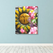 ピンクの花と太陽 – Martha's Vineヤード キャンバスプリント (インサイチュ (ウッドフロア))