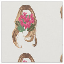 ピンクの花と女性の顔