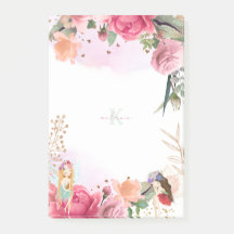 ピンクの花と妖精の女の子