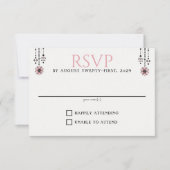 ピンクの花と提灯 出欠カード (正面)