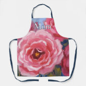 ピンクの花と文字 エプロン (正面)