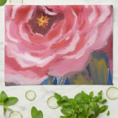 ピンクの花と文字 キッチンタオル (折り畳み)