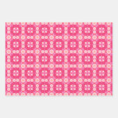 ピンクの花と星ベビーガールパターンセット ラッピングペーパーシート (正面2)