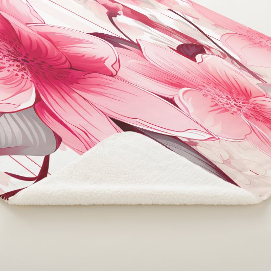 ピンクの花と春の花開くデザイン シェルパブランケット (3/4)