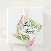 ピンクの花と書道の愛と感謝していの結婚愛 フェイバータグ (インサイチュ)