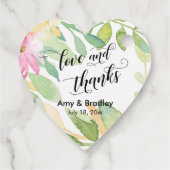 ピンクの花と書道の愛と感謝していの結婚愛 フェイバータグ (裏面)