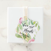 ピンクの花と書道の愛と感謝していの結婚愛 フェイバータグ (インサイチュ)