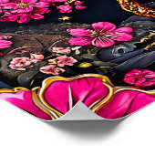 ピンクの花と月 ポスター (角)