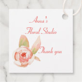 ピンクの花と果実の花束の贈り物ラベル フェイバータグ (裏面)