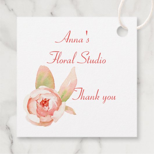 ピンクの花と果実の花束の贈り物ラベル フェイバータグ (裏面)