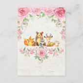 ピンクの花と森林の動物の絵本のリクエスト エンクロージャーカード (裏面)