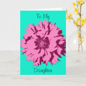 ピンクの花と母の日から娘 カード (黄色い花)