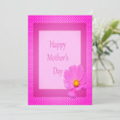 ピンクの花と母の日を楽しむフラット カード (スタンド正面)