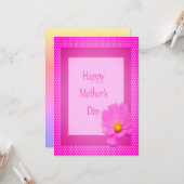 ピンクの花と母の日を楽しむフラット カード (正面/裏面インサイチュ)