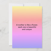 ピンクの花と母の日を楽しむフラット カード (裏面)