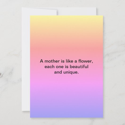 ピンクの花と母の日を楽しむフラット カード (裏面)