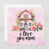 ピンクの花と母の日 シーズンカード (正面/裏面)