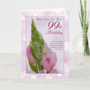ピンクの花と氷を持つ99誕生日カード カード