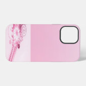 ピンクの花と波 iPhoneケース (裏面横)