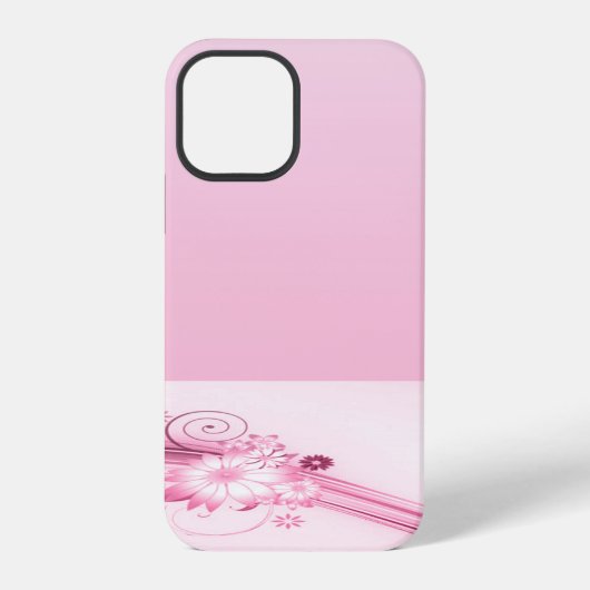 ピンクの花と波 iPhoneケース (裏面)