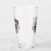 ピンクの花と熱帯葉の花 タンブラーグラス (右)