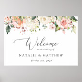 ピンクの花と白の花ボホ結婚の歓迎 ポスター (正面)