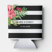 ピンクの花と白黒ストライプ類 缶クーラー (裏面)