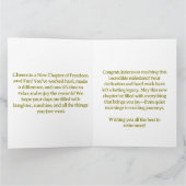 ピンクの花と緑のグリーティングカード 退職おめでとうございます カード (内部)