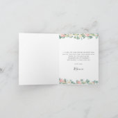 ピンクの花と緑のユーカリのコアラ誕生日ベイビーシャワー サンキューカード (内部)