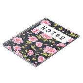 ピンクの花と緑の花の花葉柄 ノートブック (左側)