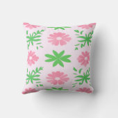 ピンクの花と緑の葉のシームレスパターン クッション (裏面)