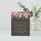 ピンクの花と緑の葉のブラックゴールドのキンセアニエラ 招待状 (スタンド正面)