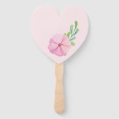 ピンクの花と緑の葉花 ハンドファン (裏面)