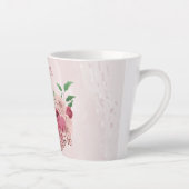 ピンクの花と緑の葉 カフェラテマグ (右)