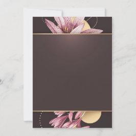 ピンクの花と茶色のバナー 招待状