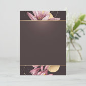 ピンクの花と茶色のバナー 招待状 (スタンド正面)