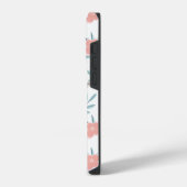 ピンクの花と葉花 iPhoneケース (左側面)