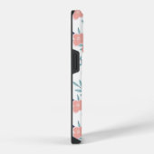 ピンクの花と葉花 iPhoneケース (右側面)