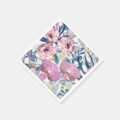 ピンクの花と蘭。 スタンダードカクテルナプキン (角)