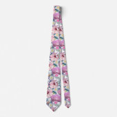 ピンクの花と蘭。 ネクタイ (正面)