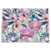 ピンクの花と蘭。 ラージペーパーバッグ (正面)