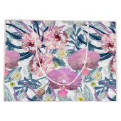 ピンクの花と蘭。 ラージペーパーバッグ (裏面)