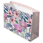 ピンクの花と蘭。 ラージペーパーバッグ (裏面アングル)