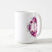 ピンクの花と蝶のマグカップ コーヒーマグカップ (正面右)
