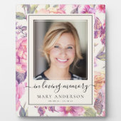 ピンクの花と蝶の写真記念プレート フォトプラーク (正面)