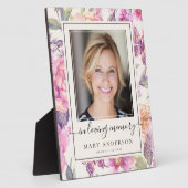 ピンクの花と蝶の写真記念プレート フォトプラーク (側面)