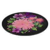 ピンクの花と蝶の水彩デザイン カッティングボード (角)